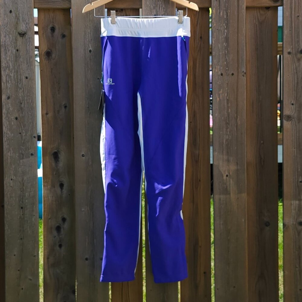 Salomon Momentum Softshell Pants White & Violet Purple Small Wind Resistant BNWT